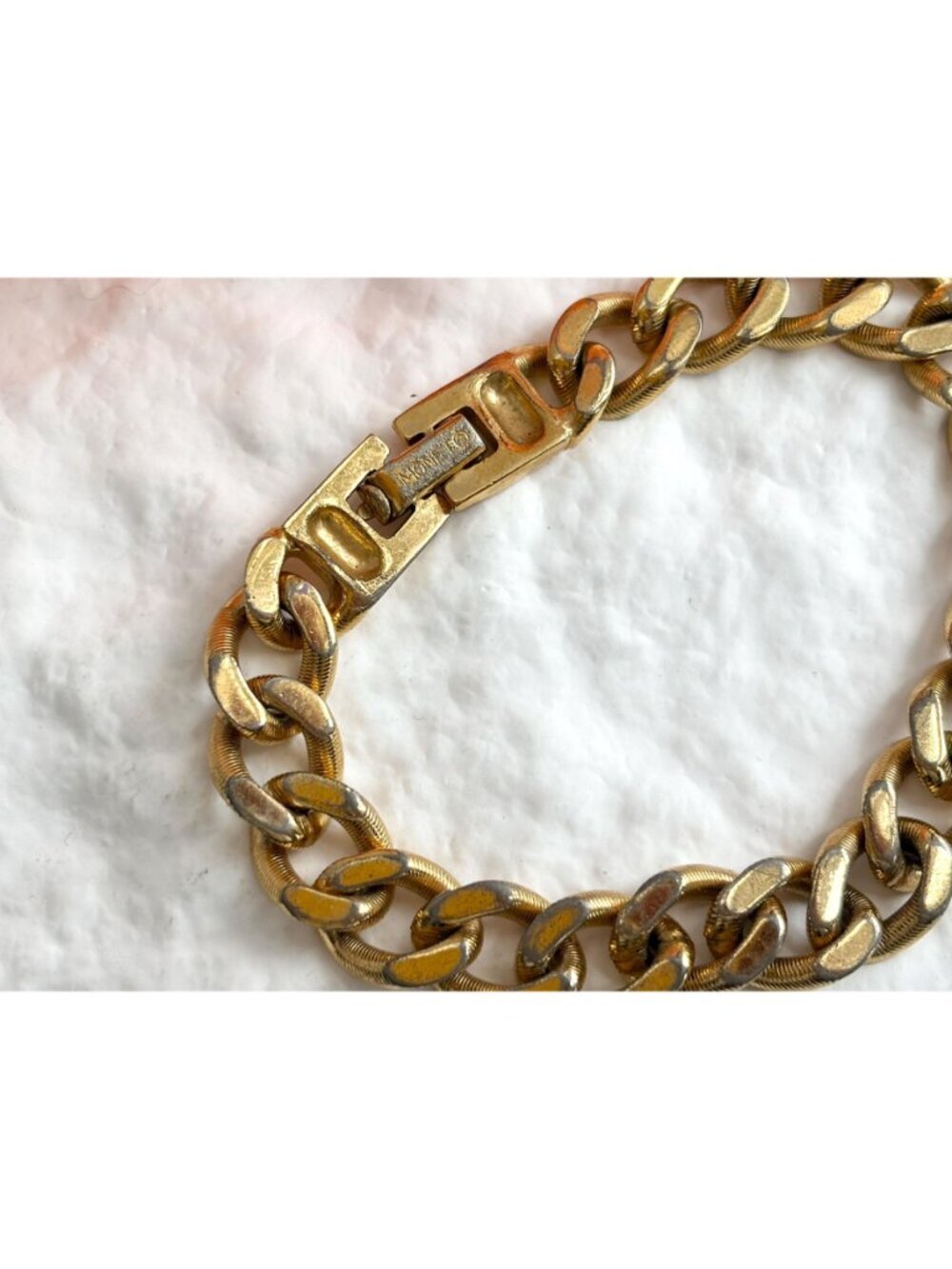Monet Designer Signed Curb Chain Chunky Vintage 80's Style Bracelet - Picture 10 of 16